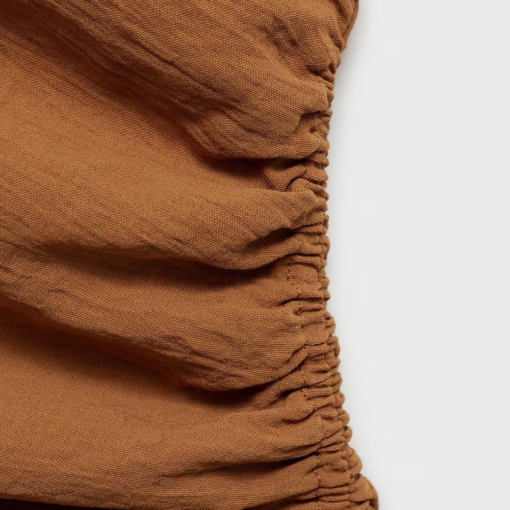 Brown Off-Shoulder Ruched Top - Picture 4 of 5